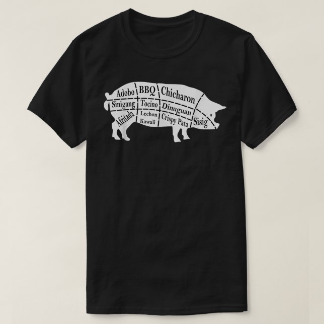 Pig Parts Filipino Food BBQ Pinoy Adobo Funny Pork T-Shirt (Design Front)