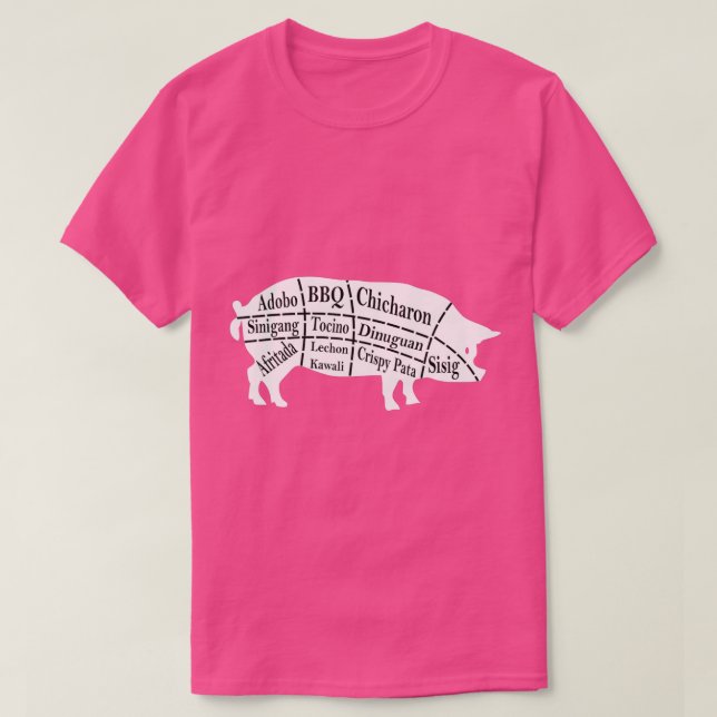 Pig Parts Filipino Food BBQ Pinoy Adobo Funny Pork T-Shirt (Design Front)