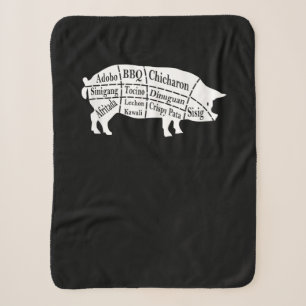 Pig Parts Food BBQ Pinoy Adobo Lovers Gift Sherpa Blanket
