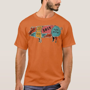 Pig Parts Pig Cuts Parts of Pork Funny Vintage Por T-Shirt