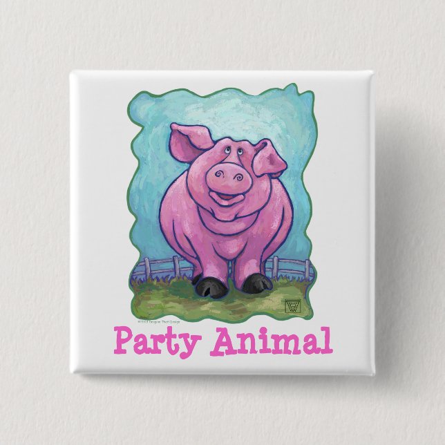 Pig Party Centre 15 Cm Square Badge (Front)
