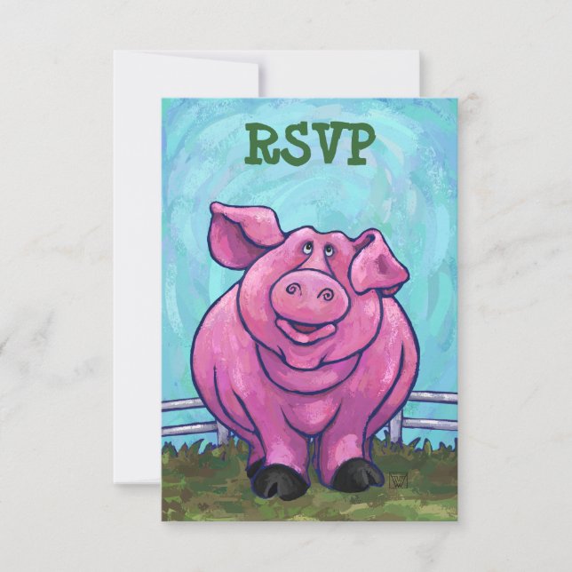 Pig Party Centre RSVP Cards (Front)