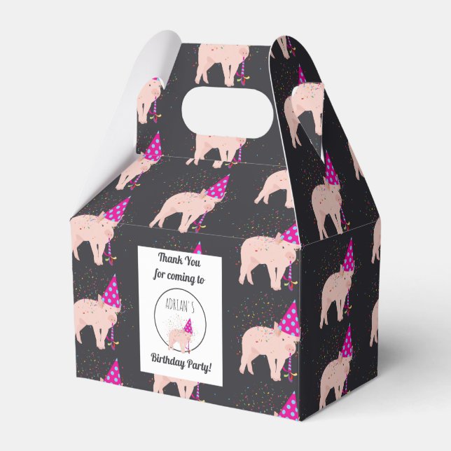 Pig Partying - Animals Having a Party Favour Box (Front Side)