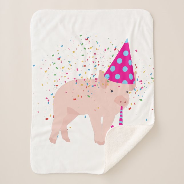 Pig Partying - Animals Having a Party Sherpa Blanket (Front)
