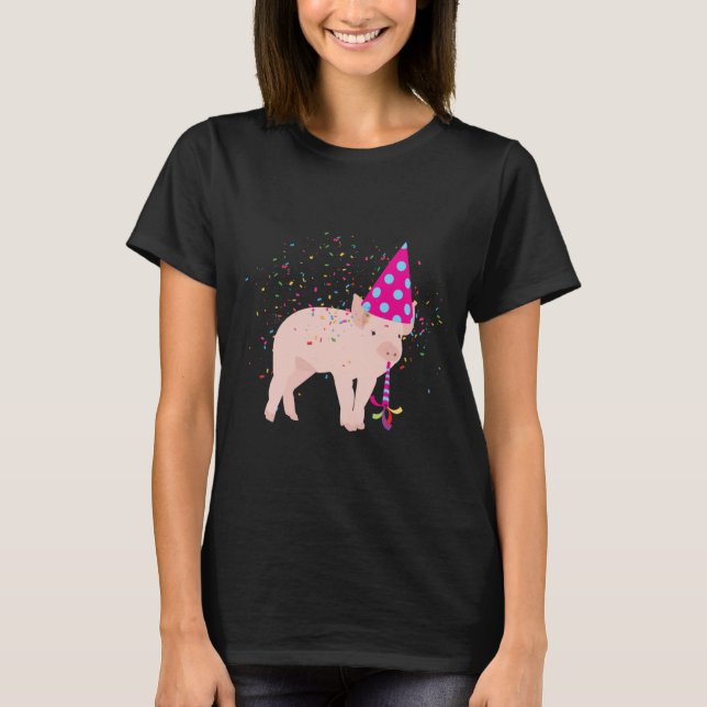 Pig Partying - Animals Having a Party T-Shirt (Front)