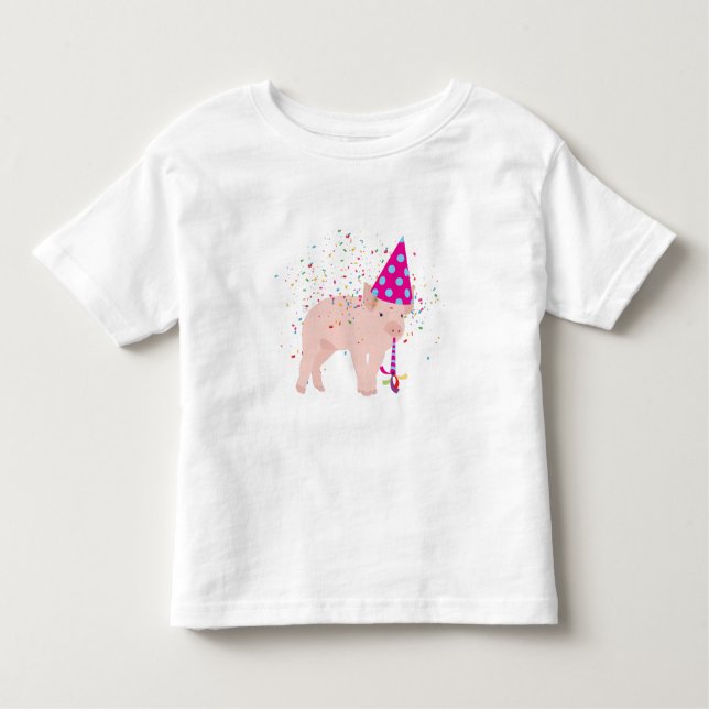 Pig Partying - Animals Having a Party Toddler T-Shirt (Front)
