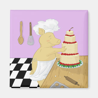 Pig Pastry Chef Refrigerator Magnet