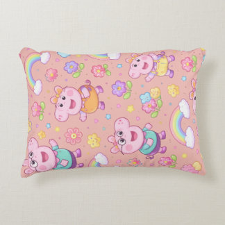 Pig Pattern Throw Pillow | Kawaii Cartoon Animal 