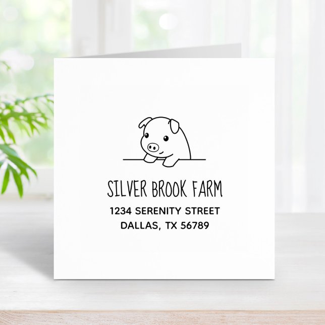 Pig Peeking out Farm Business Address 2 Rubber Stamp (Creator Uploaded)