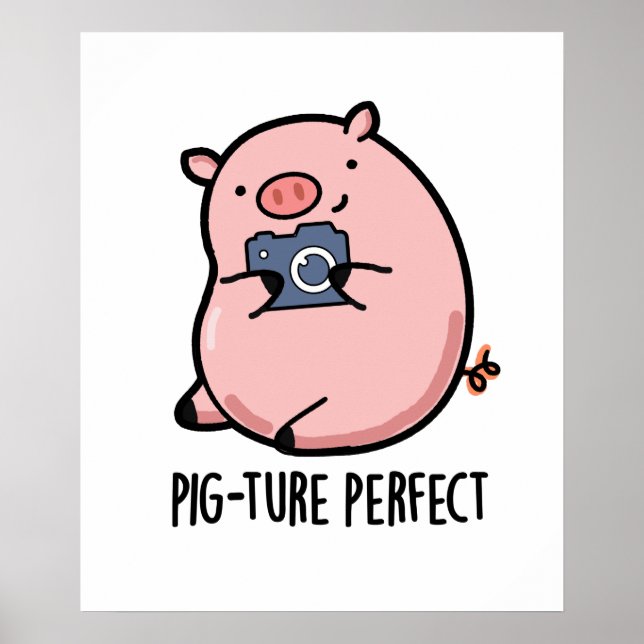 Pig Perfect Funny Photography Pig Pun Poster (Front)