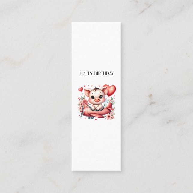 Pig Pilot Birthday Calling Card (Front)