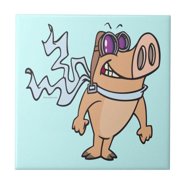 pig pilot cartoon tile (Front)