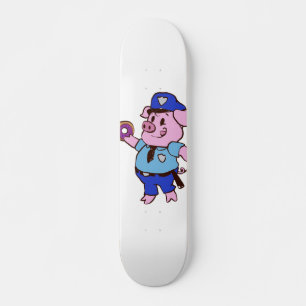 Pig policeman eating a doughnut   choose back colo skateboard
