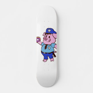 Pig policeman eating a doughnut | choose back colo skateboard