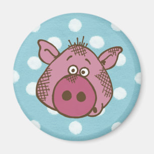 Pig Polka Dot Magnet (in blue and pink)