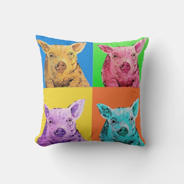 Pig pop art style cushion (Front)
