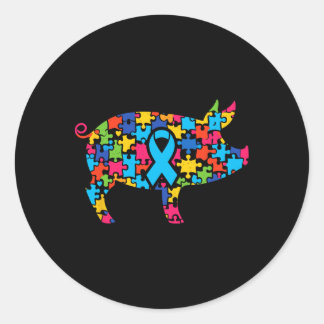 Pig Puzzle Autism Awareness Autistic Womens Mens K Classic Round Sticker