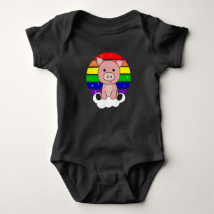 Pig Rainbow Glitter Kawaii Piglet Colourful Baby Bodysuit