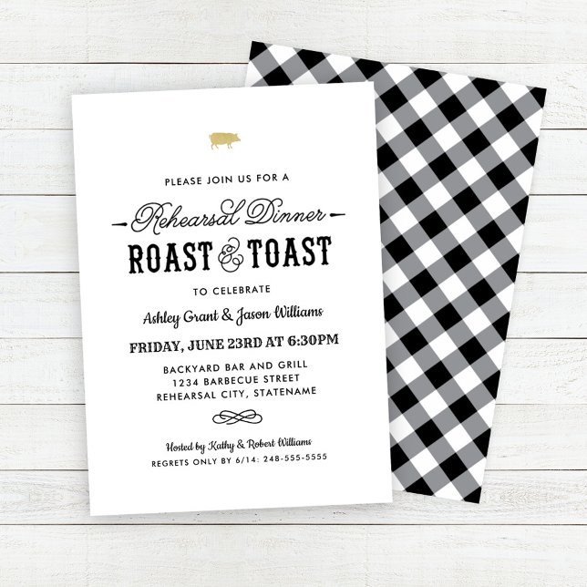 Pig Roast and Toast Gold Wedding Rehearsal Dinner  Invitation (Creator Uploaded)
