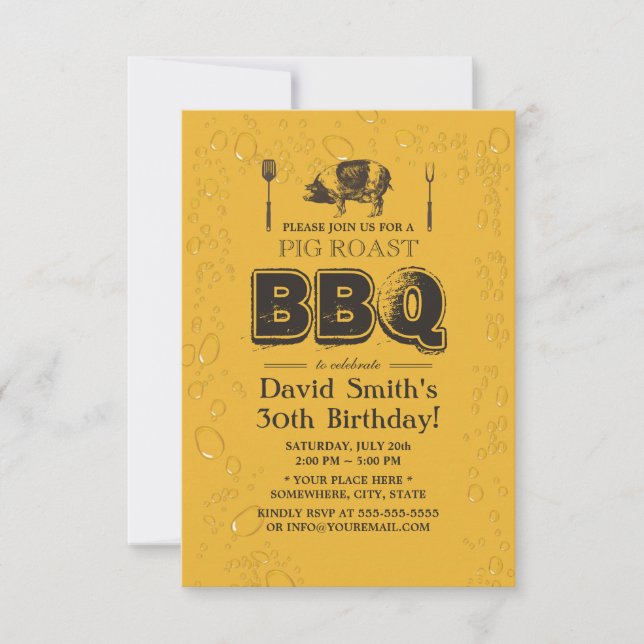 Pig Roast BBQ & Beer Birthday Party Invitation (Front)