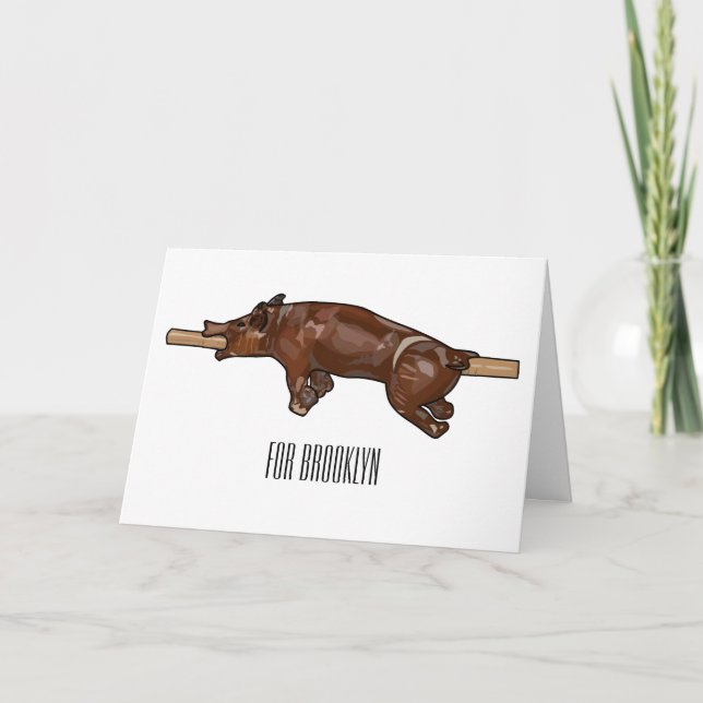 Pig roast / hog roast cartoon illustration card (Front)