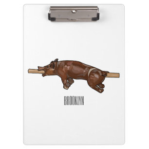 Pig roast / hog roast cartoon illustration clipboard