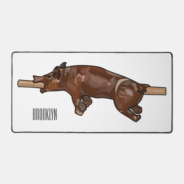 Pig roast / hog roast cartoon illustration desk mat (Front)