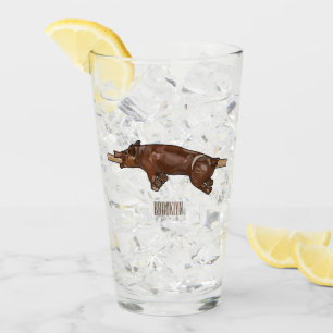 Pig roast / hog roast cartoon illustration glass