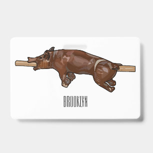 Pig roast / hog roast cartoon illustration ID badge