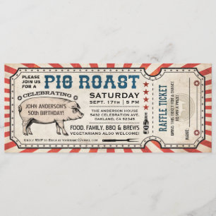 Pig Roast Ticket Invitations with Raffle Ticket v2