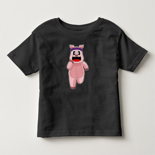 Pig Runner Running Sports Toddler T-Shirt (Front)