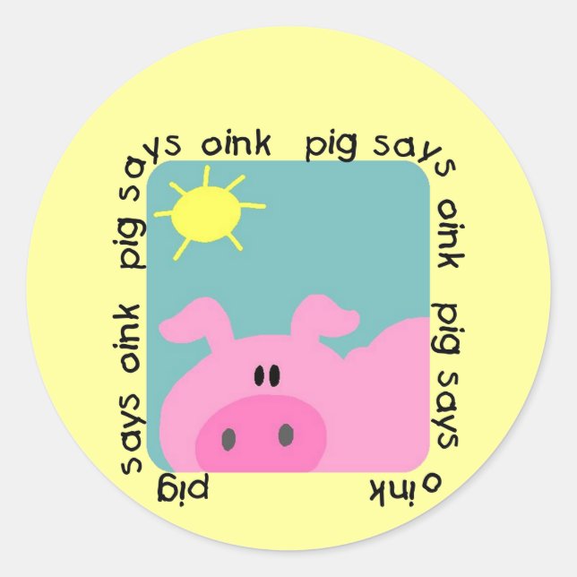 Pig Says Oink Tshirts and Gifts Classic Round Sticker (Front)