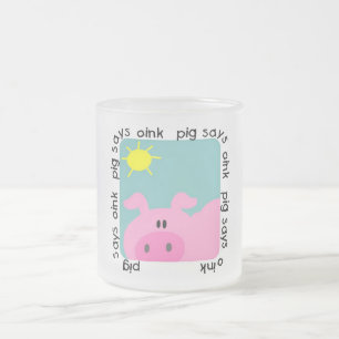 Pig Says Oink Tshirts and Gifts Frosted Glass Coffee Mug