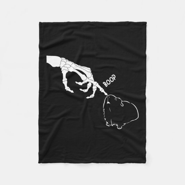 Pig Scary Skeleton Hand Boop Funny Spooky Hallowee Fleece Blanket (Front)
