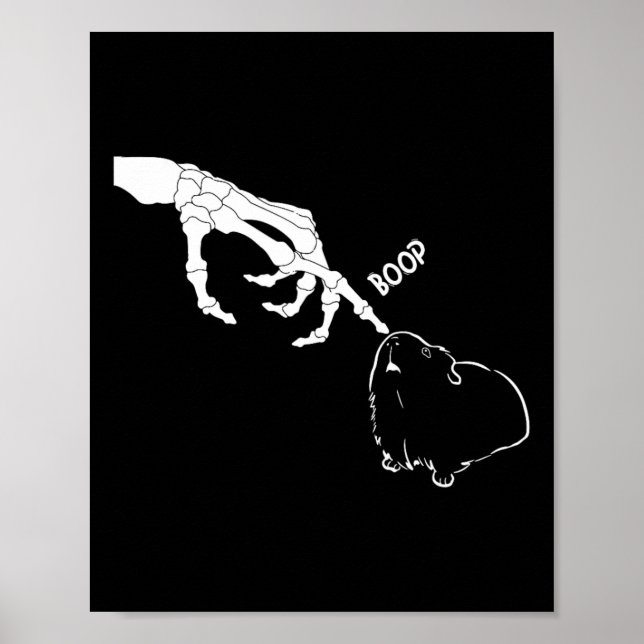 Pig Scary Skeleton Hand Boop Funny Spooky Hallowee Poster (Front)
