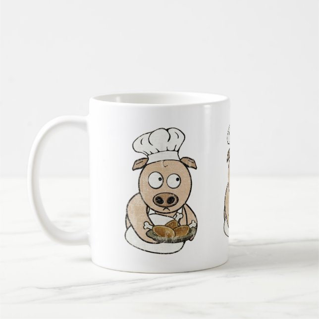 Pig Serving Chicken Coffee Mug (Left)