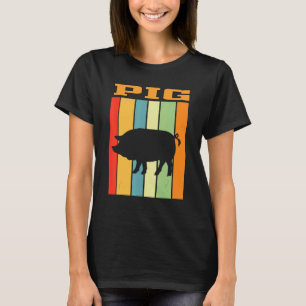 Pig Shadow Silhouette In Retro Colours T-Shirt
