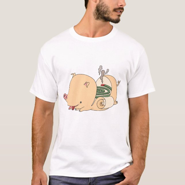 Pig-shaped mosquito coil. T-Shirt (Front)