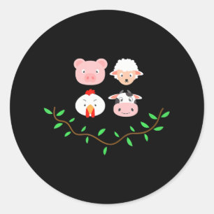 Pig Sheep Chicken Cow FARM ANIMALS Classic Round Sticker