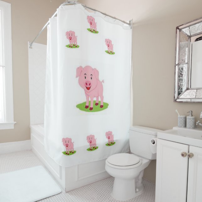 Pig Shower Curtain (In Situ)