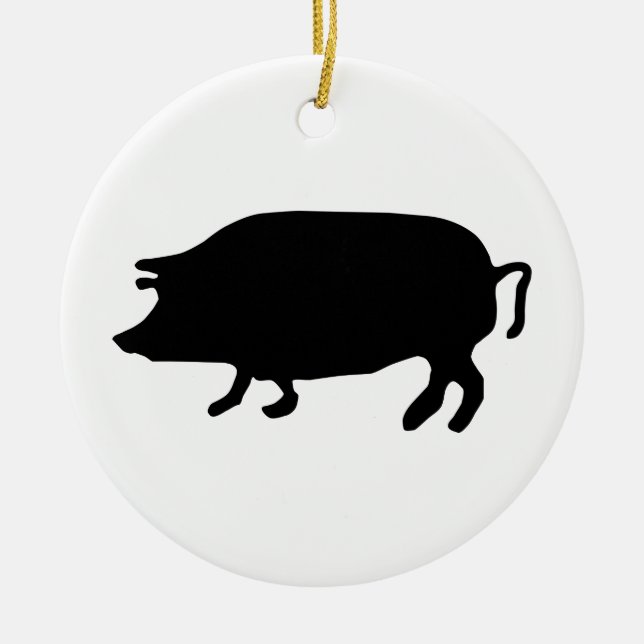 Pig Silhouette Ceramic Tree Decoration (Front)