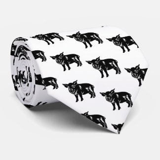 Pig Silhouette Farm BBQ   Tie