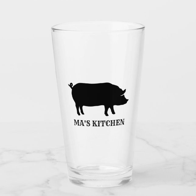 Pig Silhouette Personalised | Cool Custom Barware Glass (Front)