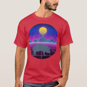 Pig Silhouette Retro Vaporwave Farm Animal 80s Aes T-Shirt