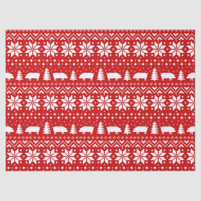 Pig Silhouettes Christmas Pattern Tissue Paper (Front)