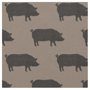 Pig Silhouettes Pattern Fabric
