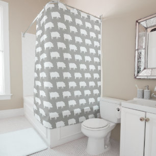 Pig Silhouettes Pattern Shower Curtain