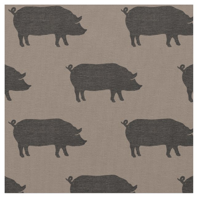 Pig Silhouettes Patterned Fabric (Close Up)
