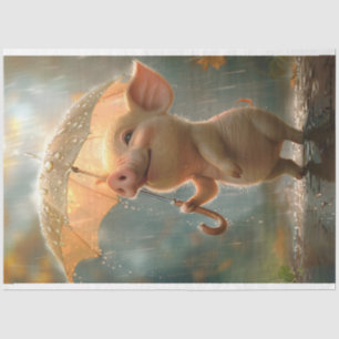 Pig Singing in the Rain Decoupage Tissue Paper
