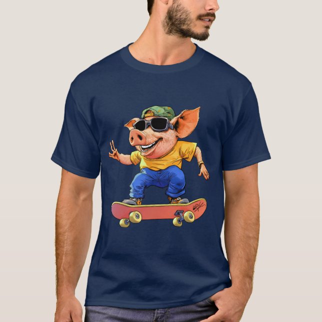 Pig skateboard T-Shirt (Front)